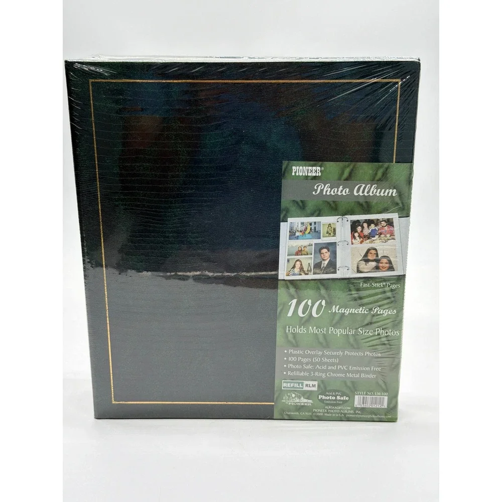 Pioneer Photo Album LM-100 Forest Green Lizard 100 Magnetic Pages 3-Ring Binder